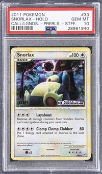2011 Pokemon TCG Call Of Legends Staff Promotions Holographic #33 Snorlax - PSA GEM MT 10